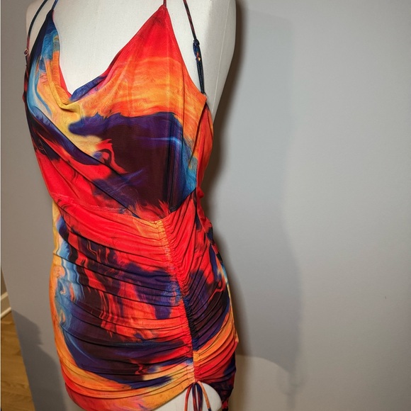 Vibrant Multicolor Ruched Dress - Picture 3 of 4